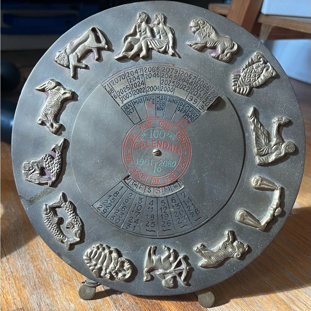 Zodiac Perpetual Calendar with Gold Accents